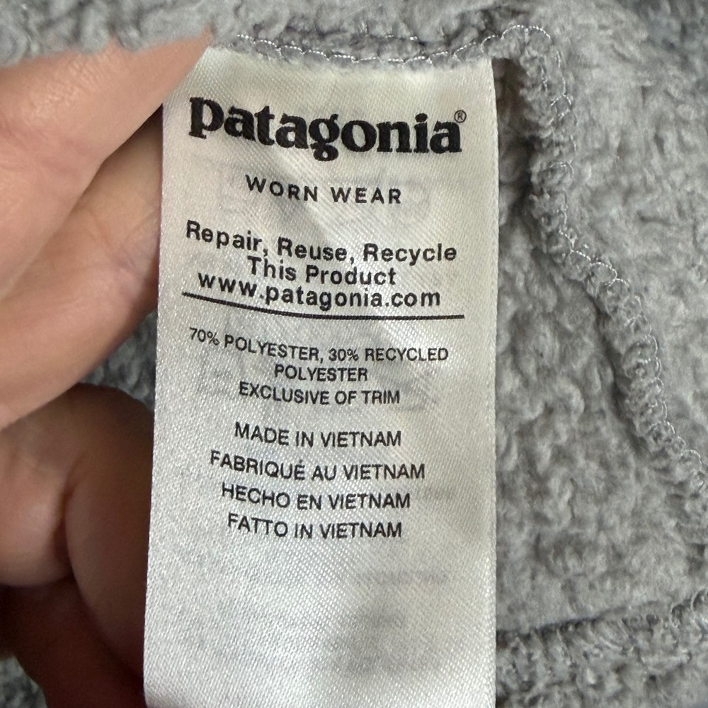 Patagonia Los Gatos 1/4 Zip Sherpa Fleece Pullover Grey/Beige Womens Small - Picture 7 of 10